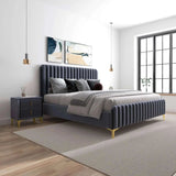 Bethany Velvet Upholstered Platform Bed Queen by Ashcroft Imports at Eve Furniture
