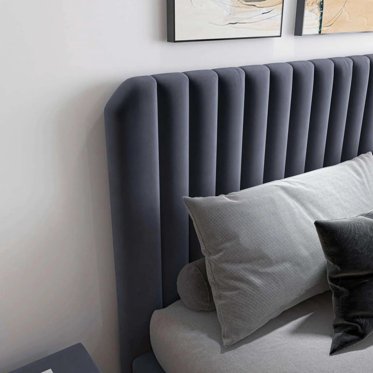 Bethany Velvet Upholstered Platform Bed Queen by Ashcroft Imports at Eve Furniture