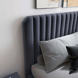 Bethany Velvet Upholstered Platform Bed Queen by Ashcroft Imports at Eve Furniture