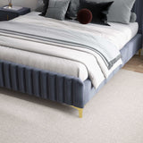 Bethany Velvet Upholstered Platform Bed Queen by Ashcroft Imports at Eve Furniture