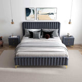 Bethany Velvet Upholstered Platform Bed Queen by Ashcroft Imports at Eve Furniture