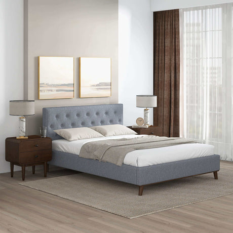Graceville King Platform Bed Light Grey Linen by Ashcroft Imports at Eve Furniture