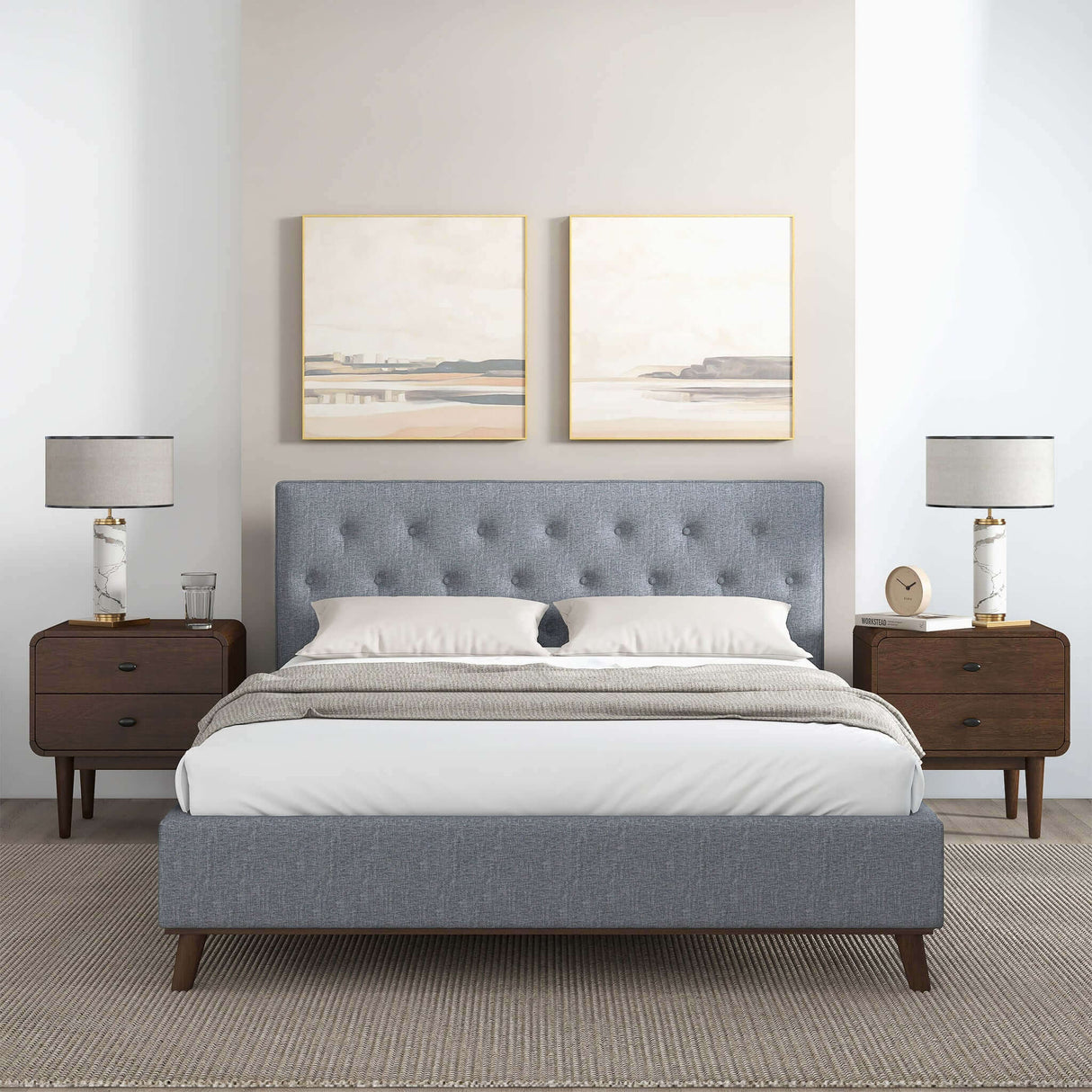 Graceville King Platform Bed Light Grey Linen by Ashcroft Imports at Eve Furniture
