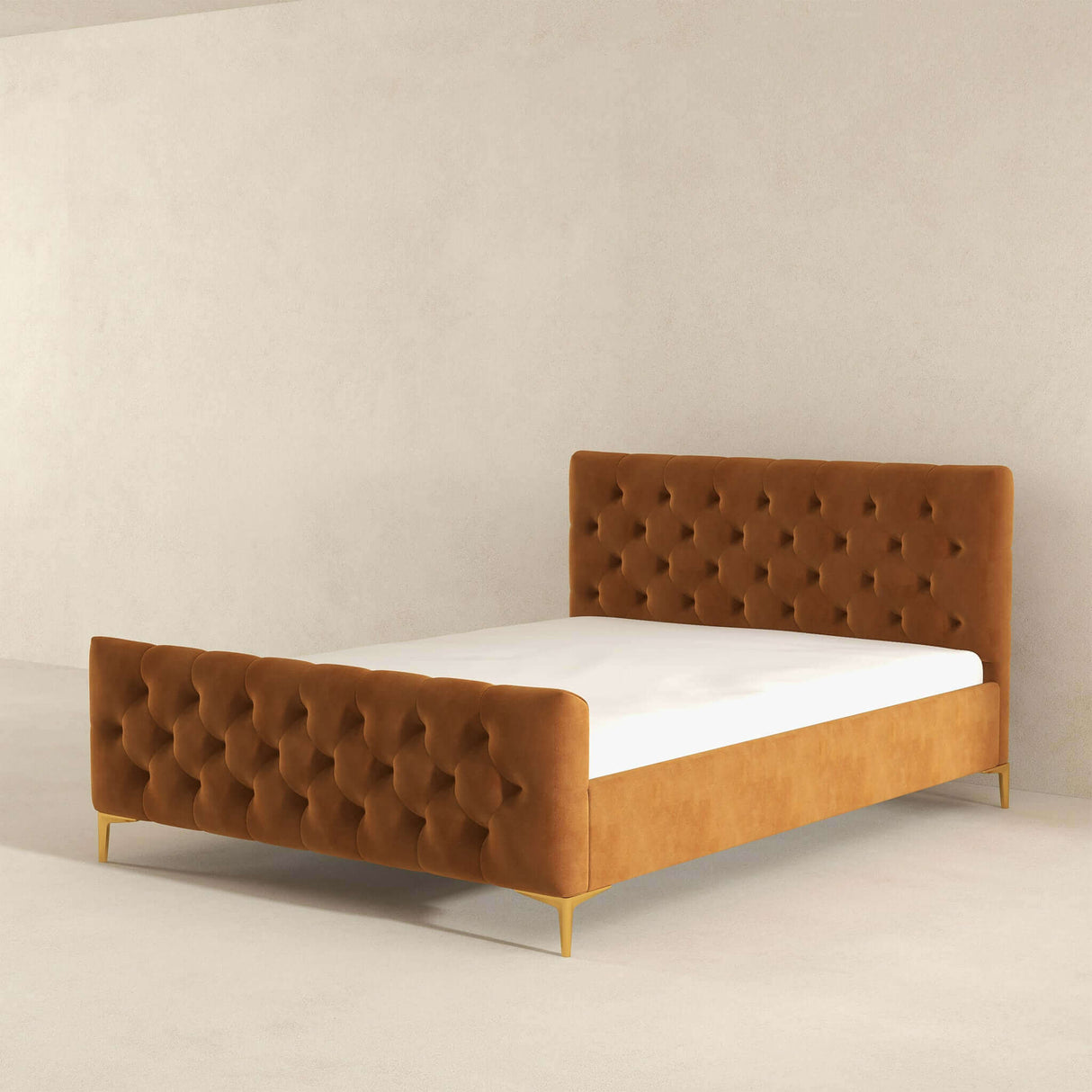 Bailey Cognac Velvet King Bed by Ashcroft Imports at Eve Furniture