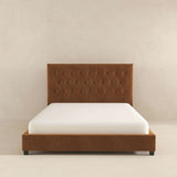 Donald Mid Century Modern Cognac Velvet Platform Bed Queen by Ashcroft Imports at Eve Furniture