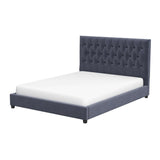 Donald Mid Century Modern Grey Velvet Platform Bed Queen by Ashcroft Imports at Eve Furniture