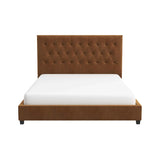 Donald Mid Century Modern Cognac Velvet Platform Bed Queen by Ashcroft Imports at Eve Furniture