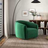 Elise Mid Century Modern Dark Green Velvet Swivel Chair by Ashcroft Imports at Eve Furniture