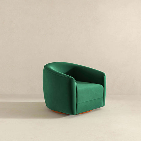Elise Mid Century Modern Dark Green Velvet Swivel Chair by Ashcroft Imports at Eve Furniture