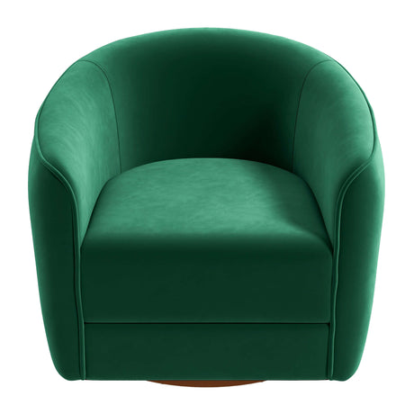 Elise Mid Century Modern Dark Green Velvet Swivel Chair by Ashcroft Imports at Eve Furniture