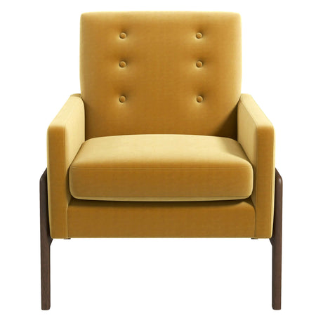 Cole Solid Wood Dark Yellow Velvet Lounge Chair by Ashcroft Imports at Eve Furniture