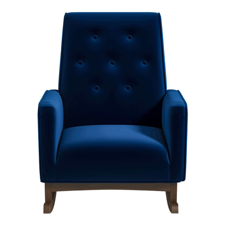 Demetrius Dark Blue Velvet Solid Wood Rocking Chair by Ashcroft Imports at Eve Furniture