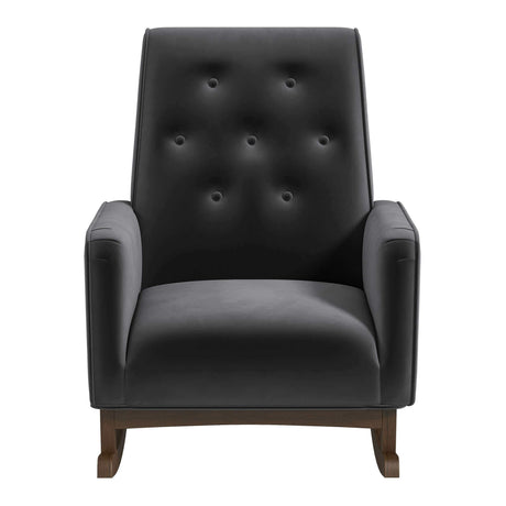 Demetrius Dark Grey Fabric Solid Wood Rocking Chair by Ashcroft Imports at Eve Furniture