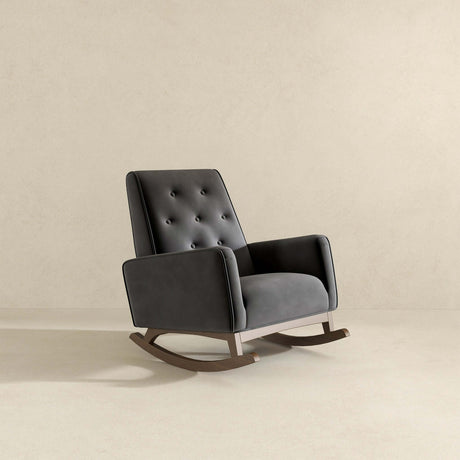 Demetrius Dark Grey Fabric Solid Wood Rocking Chair by Ashcroft Imports at Eve Furniture