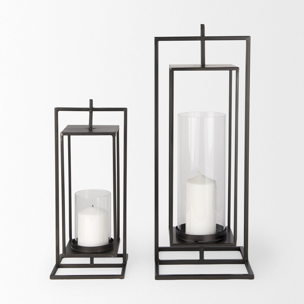 Albus I Large Black Metal Rectangular Table Candle Holder by Mercana at Eve Furniture