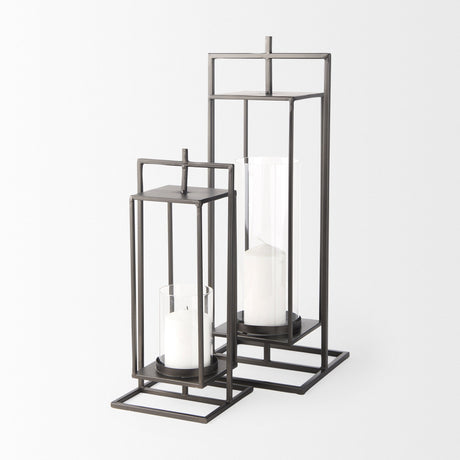Albus I Large Black Metal Rectangular Table Candle Holder by Mercana at Eve Furniture