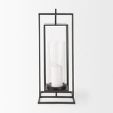 Albus I Large Black Metal Rectangular Table Candle Holder by Mercana at Eve Furniture