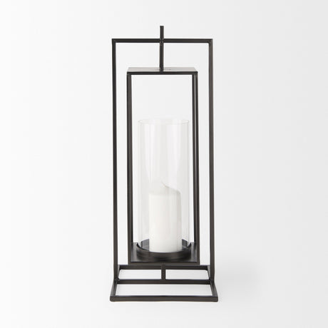 Albus I Large Black Metal Rectangular Table Candle Holder by Mercana at Eve Furniture