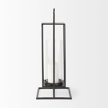 Albus I Large Black Metal Rectangular Table Candle Holder by Mercana at Eve Furniture