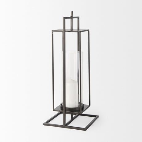 Albus I Large Black Metal Rectangular Table Candle Holder by Mercana at Eve Furniture