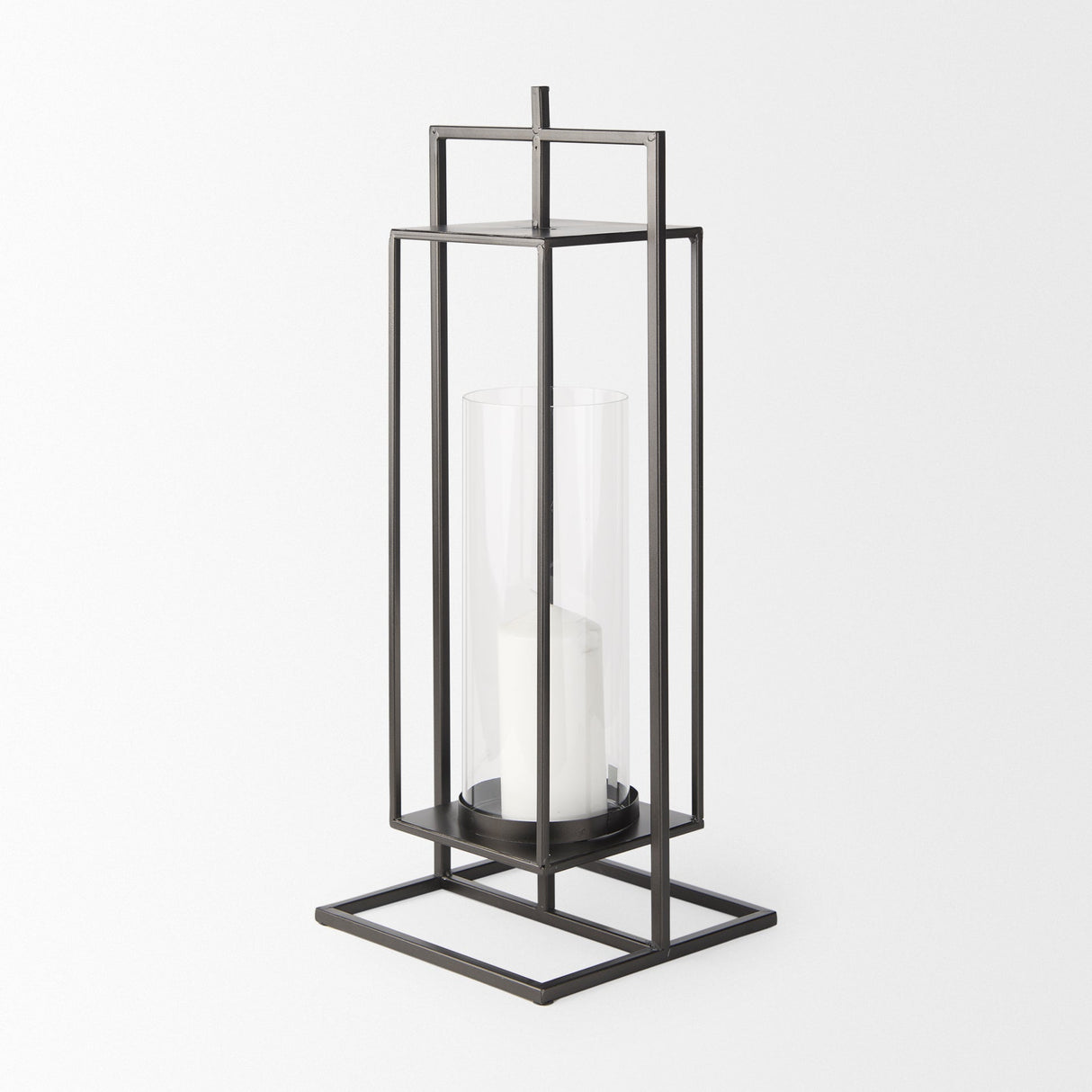 Albus I Large Black Metal Rectangular Table Candle Holder by Mercana at Eve Furniture