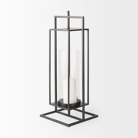 Albus I Large Black Metal Rectangular Table Candle Holder by Mercana at Eve Furniture
