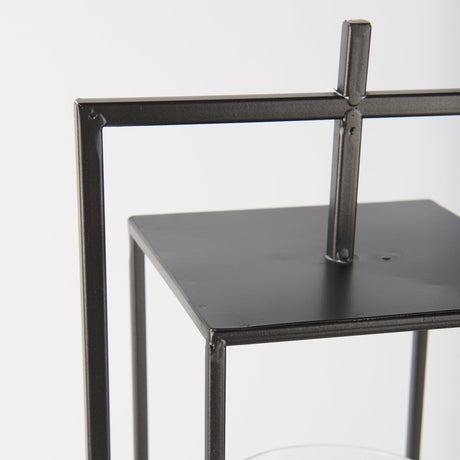 Albus I Large Black Metal Rectangular Table Candle Holder by Mercana at Eve Furniture