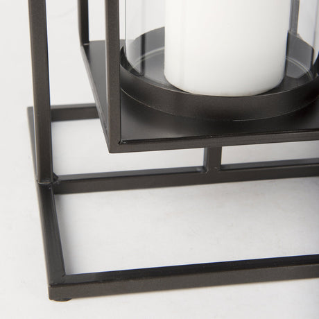 Albus I Large Black Metal Rectangular Table Candle Holder by Mercana at Eve Furniture