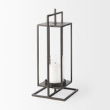 Albus II Small Black Metal Rectangular Table Candle Holder by Mercana at Eve Furniture