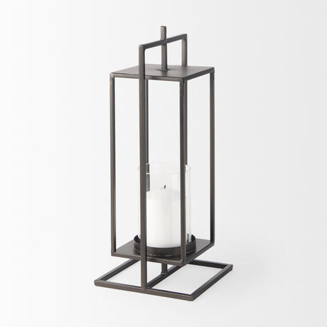 Albus II Small Black Metal Rectangular Table Candle Holder by Mercana at Eve Furniture