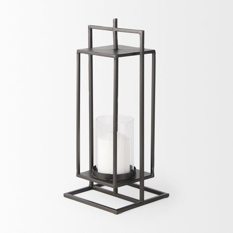 Albus II Small Black Metal Rectangular Table Candle Holder by Mercana at Eve Furniture
