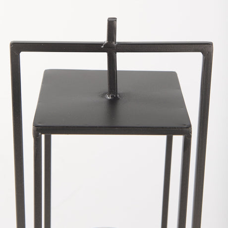 Albus II Small Black Metal Rectangular Table Candle Holder by Mercana at Eve Furniture