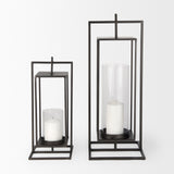 Albus II Small Black Metal Rectangular Table Candle Holder by Mercana at Eve Furniture