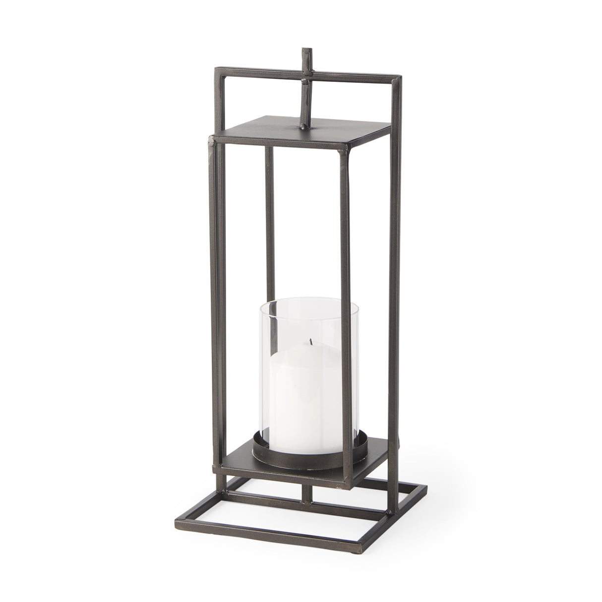 Albus II Small Black Metal Rectangular Table Candle Holder by Mercana at Eve Furniture