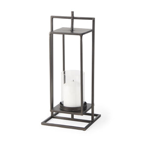 Albus II Small Black Metal Rectangular Table Candle Holder by Mercana at Eve Furniture