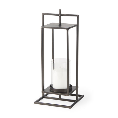 Albus II Small Black Metal Rectangular Table Candle Holder by Mercana at Eve Furniture