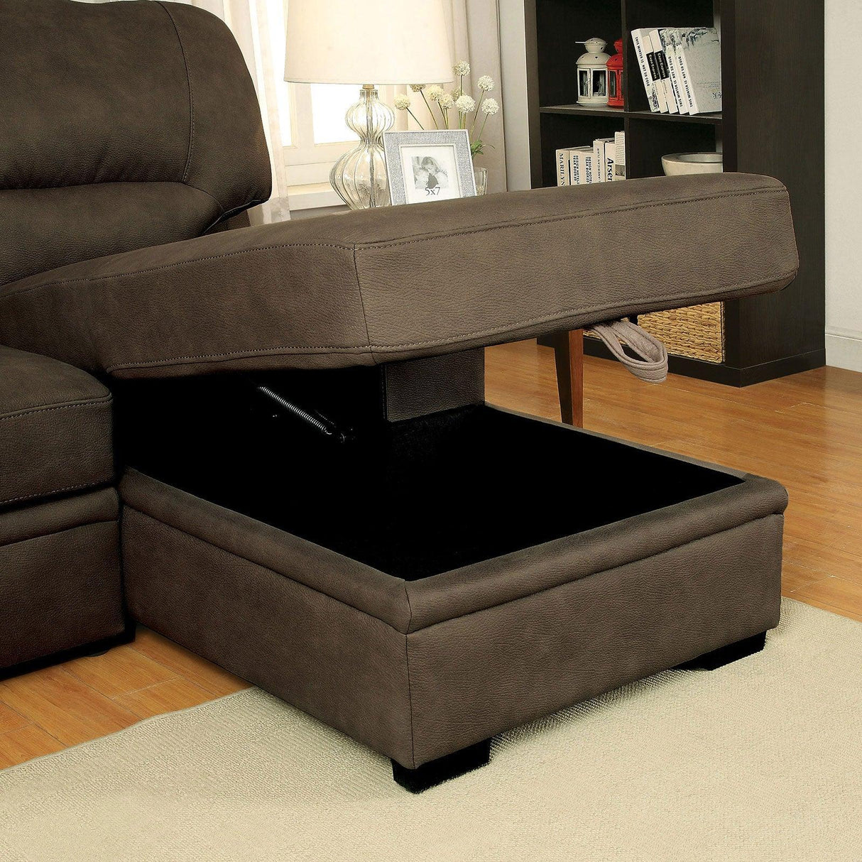 Alcester Ash Brown Sectional Sleeper by Furniture of America at Eve Furniture