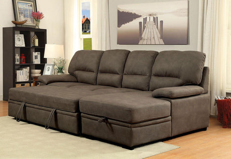 Alcester Ash Brown Sectional Sleeper by Furniture of America at Eve Furniture