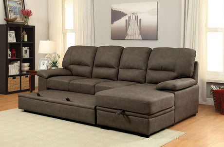 Alcester Ash Brown Sectional Sleeper by Furniture of America at Eve Furniture