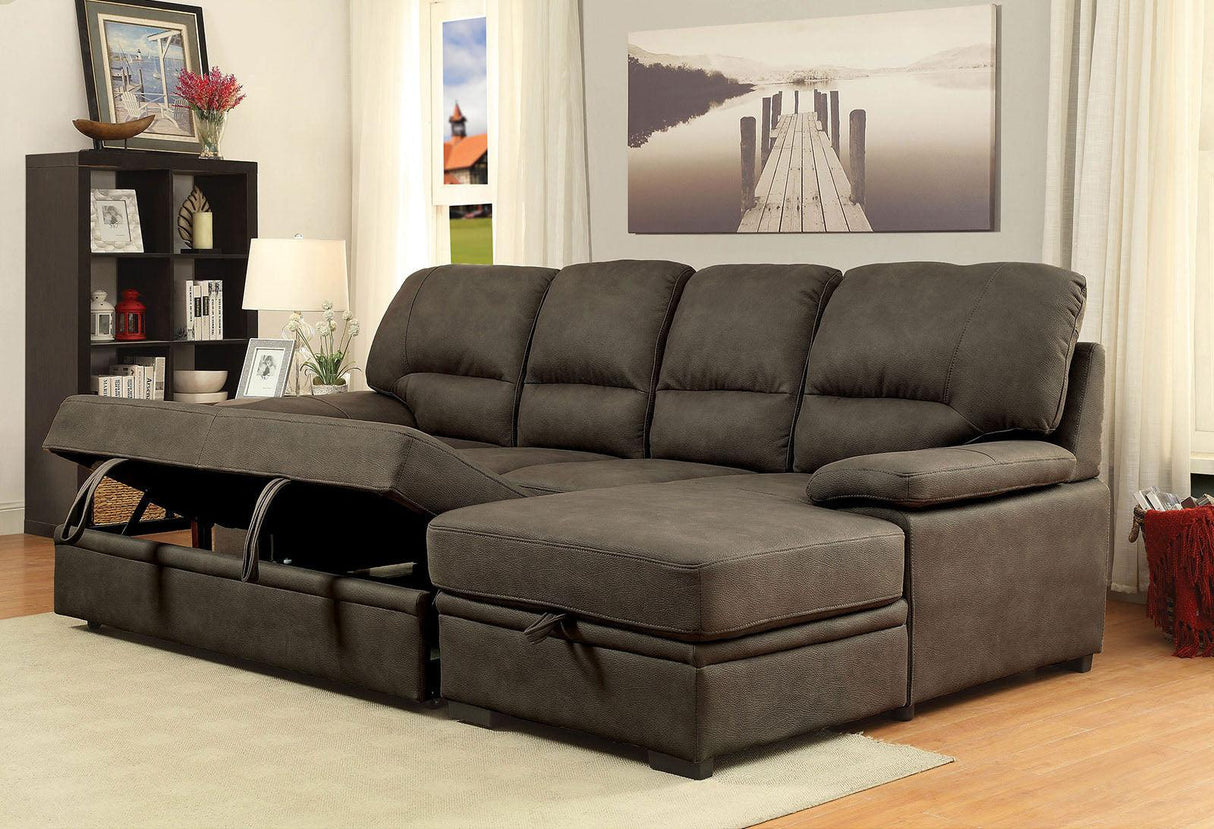 Alcester Ash Brown Sectional Sleeper by Furniture of America at Eve Furniture