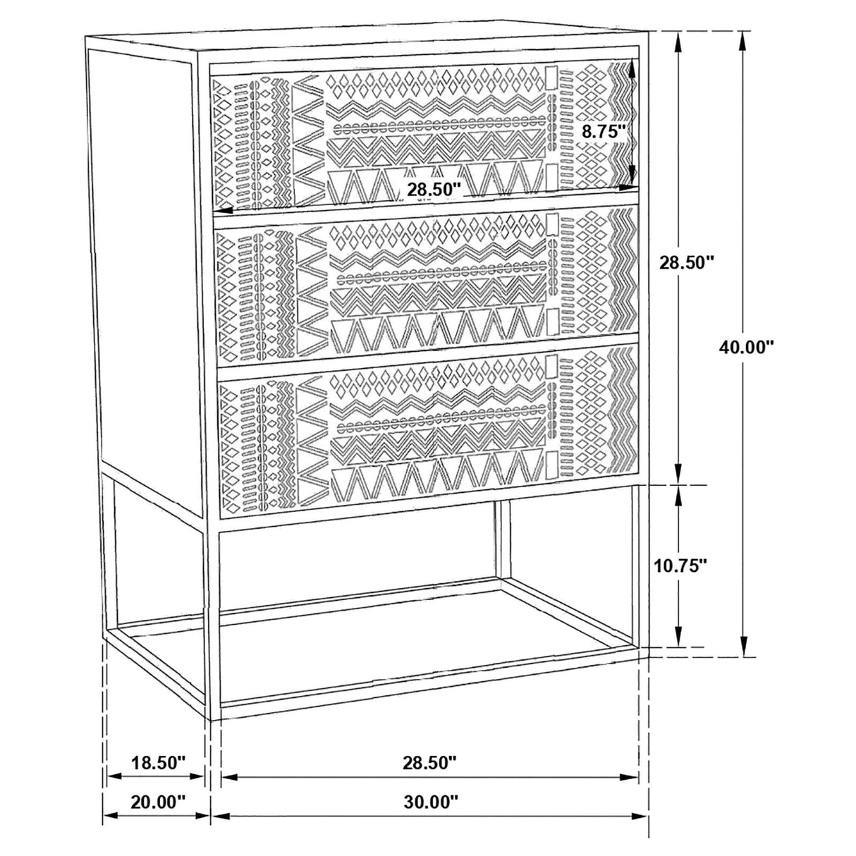 Alcoa 3-Drawer Accent Cabinet