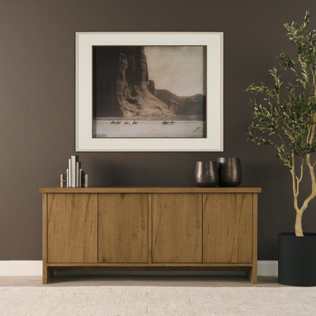 Alcott Brown Wood 4 Door Closed Sideboard by Mercana at Eve Furniture