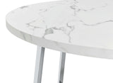 Alcott Round Faux Carrara Marble Top Dining Table Chrome