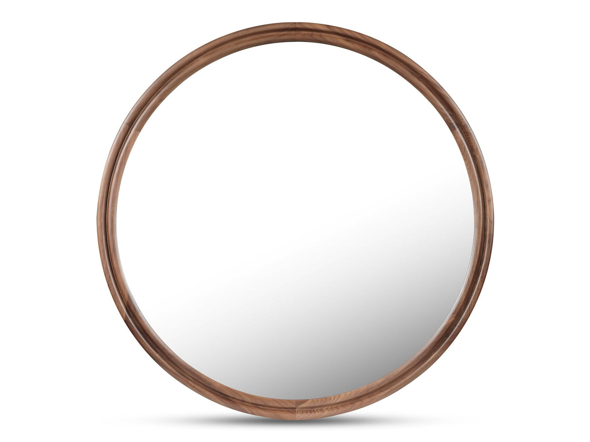 Alcott Walnut Large Round Mirror by MOES at Eve Furniture