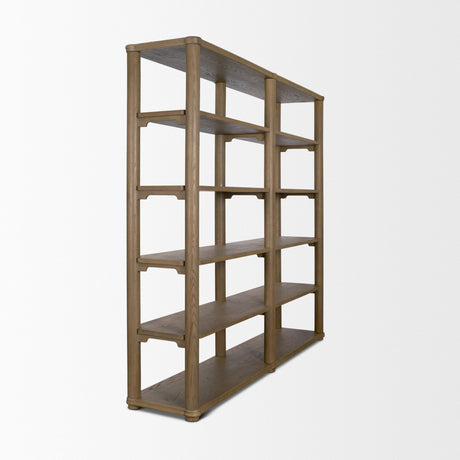 Alden Medium Brown Wood Open Shelving Unit by Mercana at Eve Furniture
