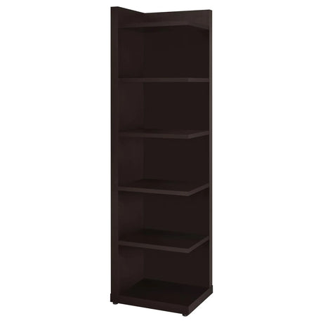 Alder Cappuccino 71-inch 6-shelf Corner Bookcase by Coaster at Eve Furniture