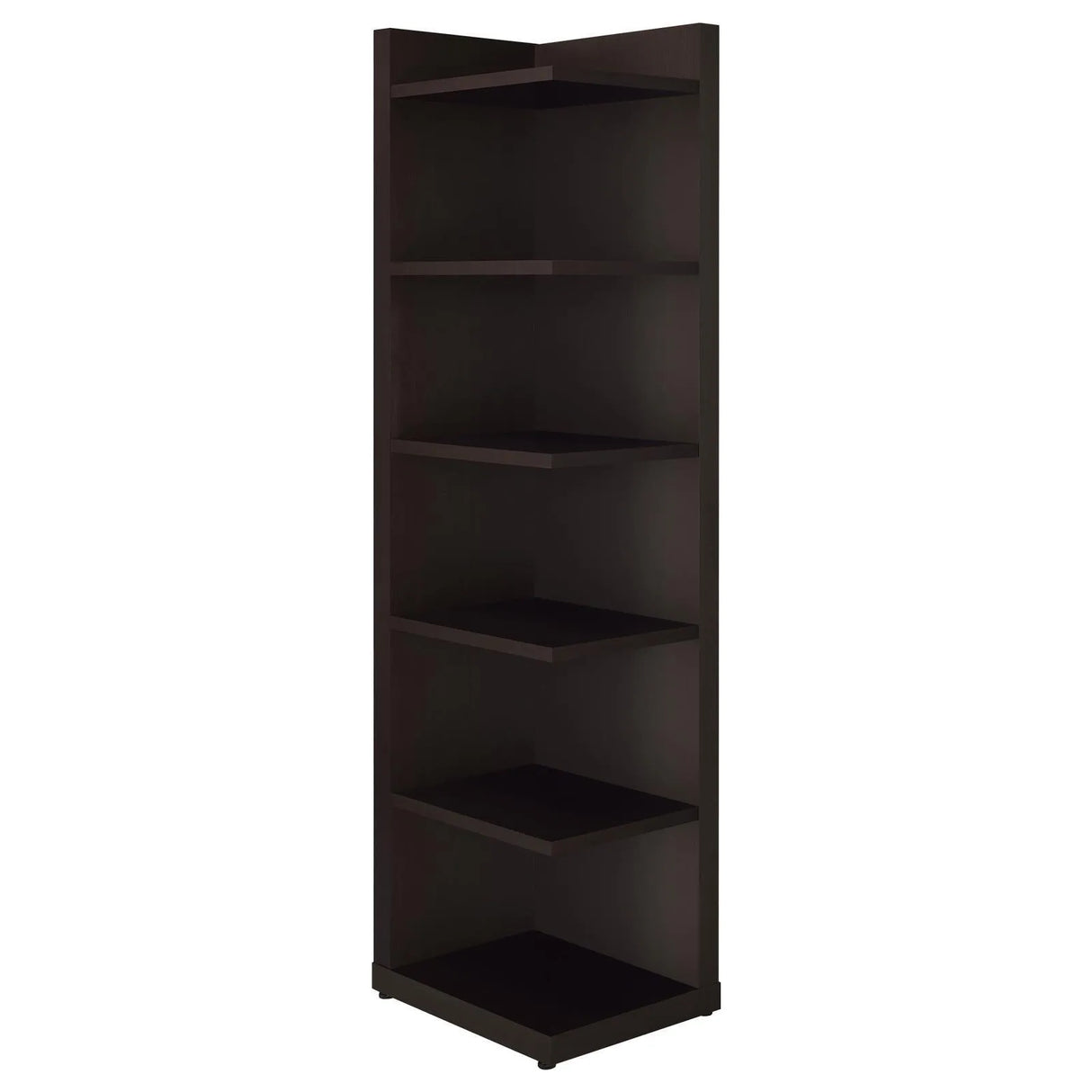 Alder Cappuccino 71-inch 6-shelf Corner Bookcase by Coaster at Eve Furniture