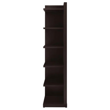 Alder Cappuccino 71-inch 6-shelf Corner Bookcase by Coaster at Eve Furniture