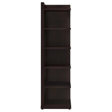 Alder Cappuccino 71-inch 6-shelf Corner Bookcase by Coaster at Eve Furniture