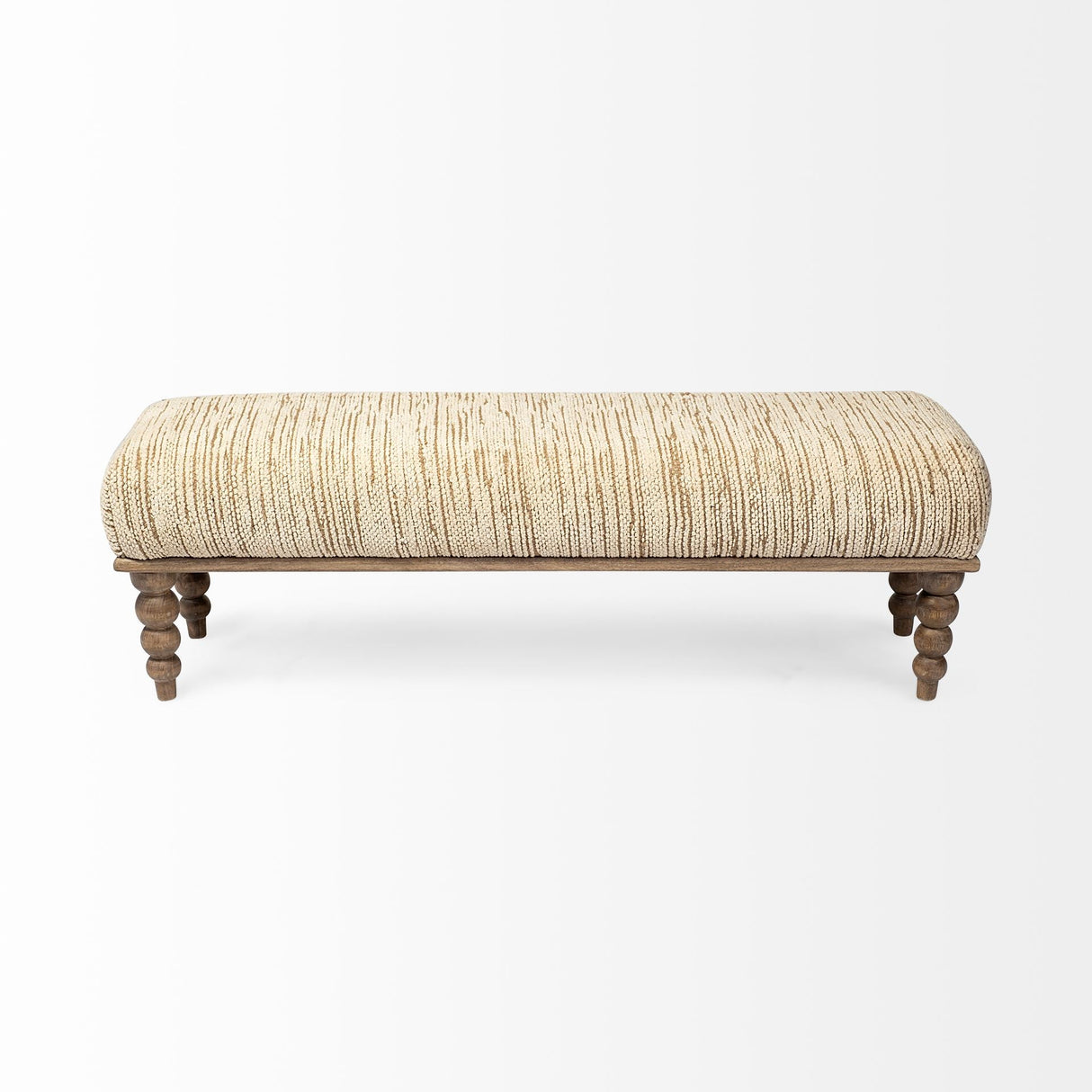 Alder II 55L x 16W Cream Upholstered Seat Wooden Base Accent Bench by Mercana at Eve Furniture